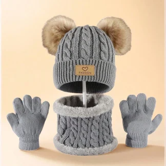 Kids Winter 3-Piece Knit Set – Hat, Neck Warmer & Gloves 2