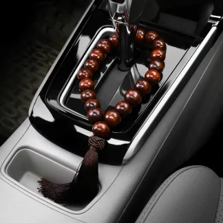 Wooden buddha bead car pendant – rearview mirror hanging decor gift