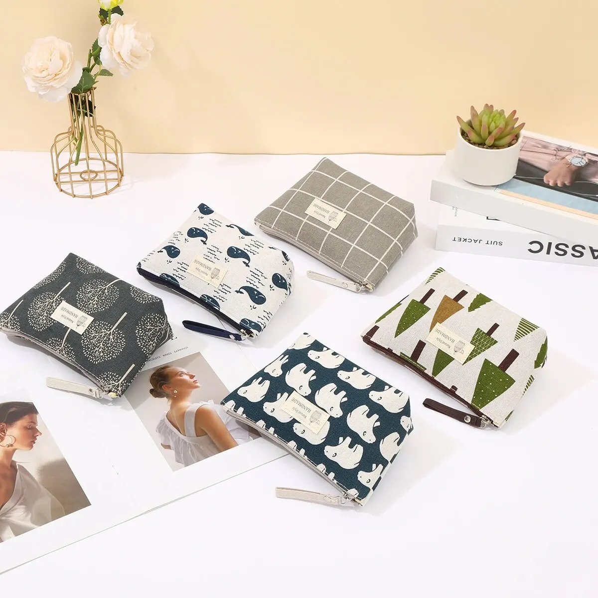 Cute Canvas Zipper Pouch – Mini Makeup & Pencil Case Organizer 5