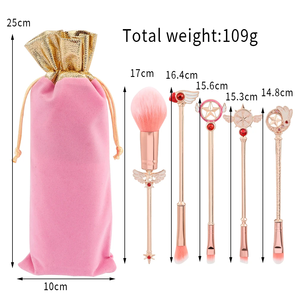 5pcs Metal Handle Soft Fluffy Makeup Brush Set (Pink) 2