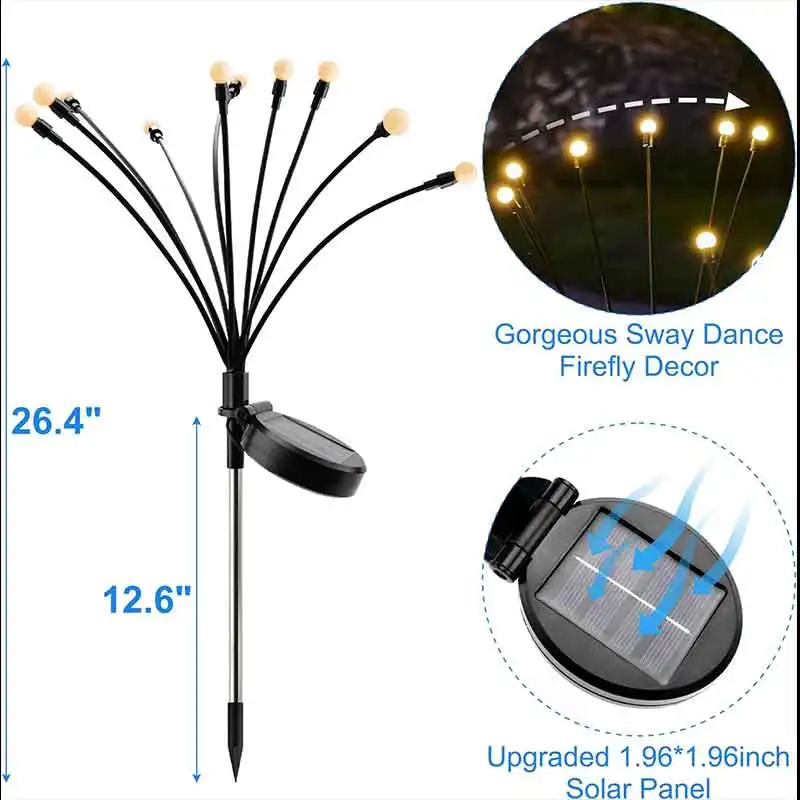 Solar firefly garden lights with flexible stems for outdoor décor 6
