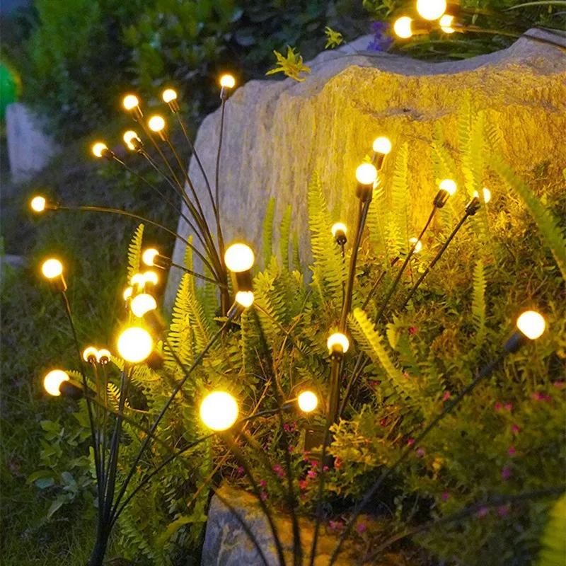 Solar firefly garden lights with flexible stems for outdoor décor 2