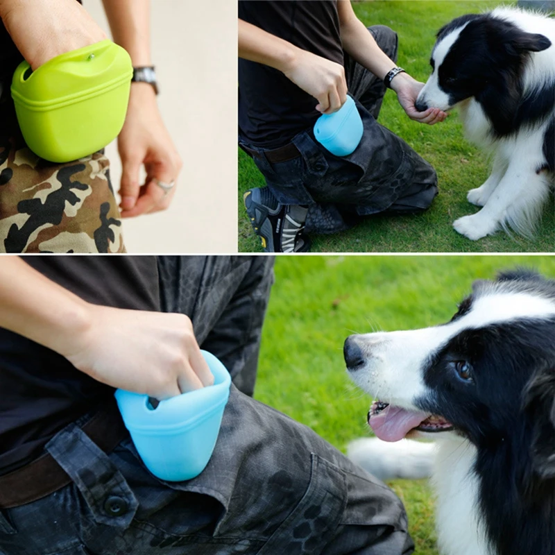 Silicone dog treat training pouch with magnetic closure and belt clip 2