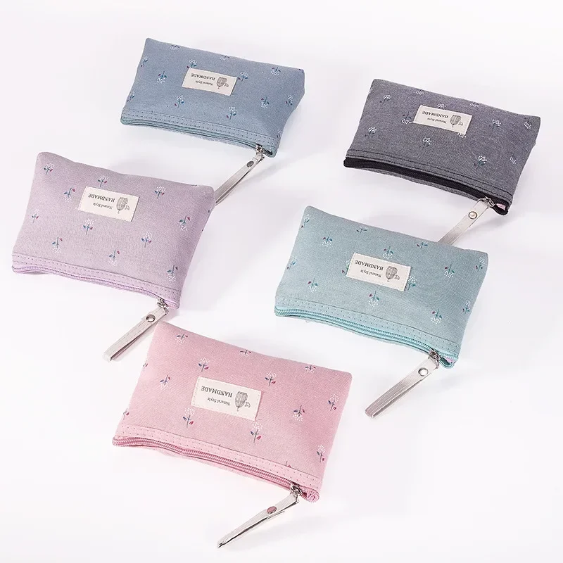 Small Floral Makeup Bag – Zipper Travel Cosmetic Pouch (Cotton) 2