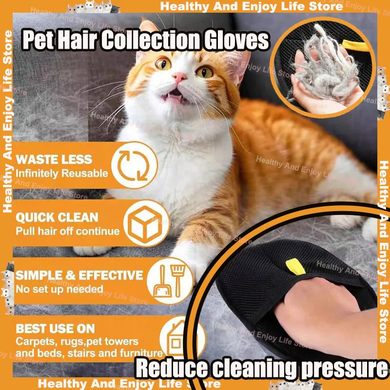 Double sided pet hair removal glove for grooming and cleaning 3