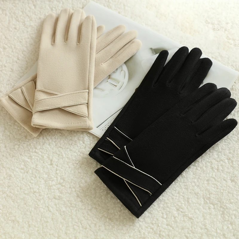 Women velvet lined winter gloves – warm windproof gloves for cycling & driving 6