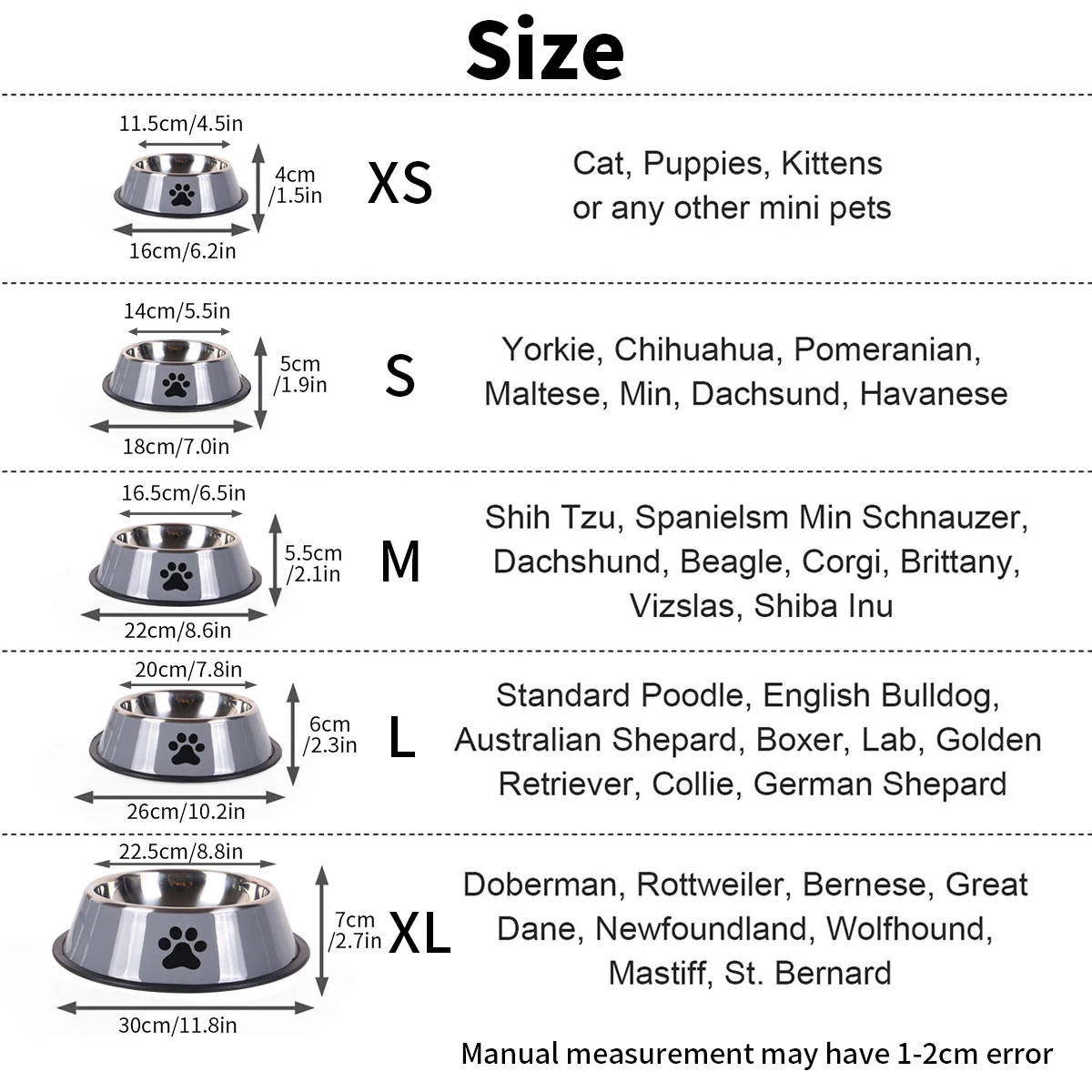 Stainless steel pet food bowl with non slip rubber base 2