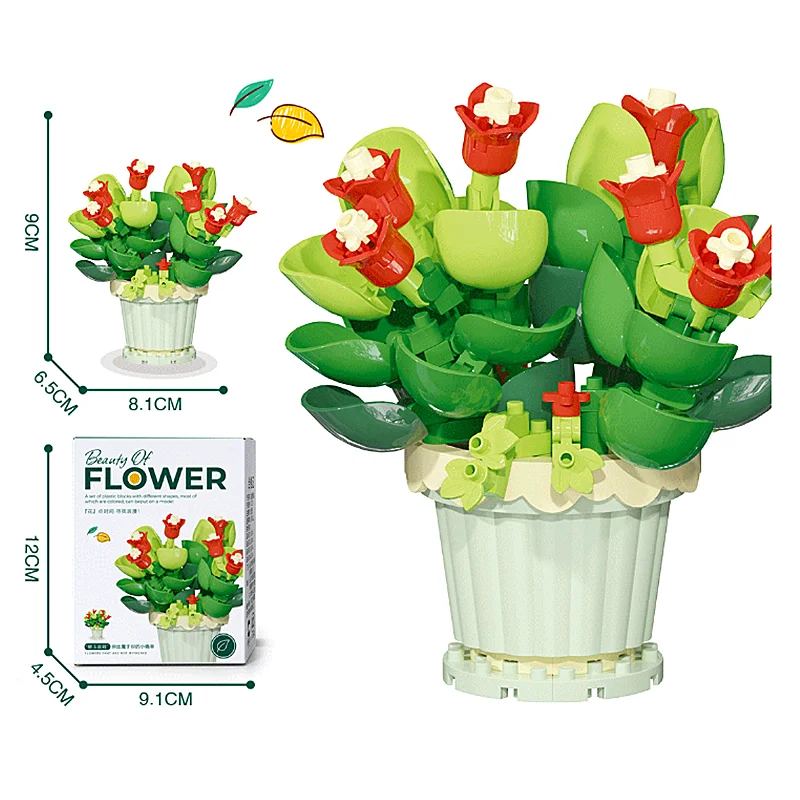 Mini potted flower building blocks set for creative display 2