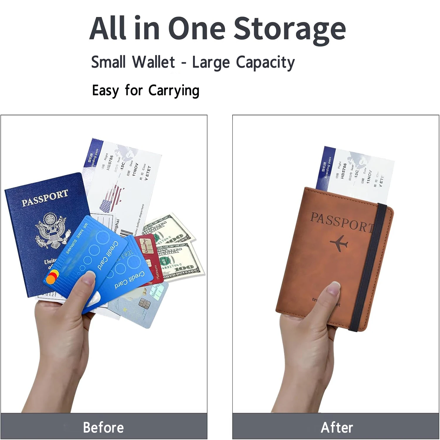 RFID Passport Holder Travel Wallet – PU Leather Passport Cover Organizer 4