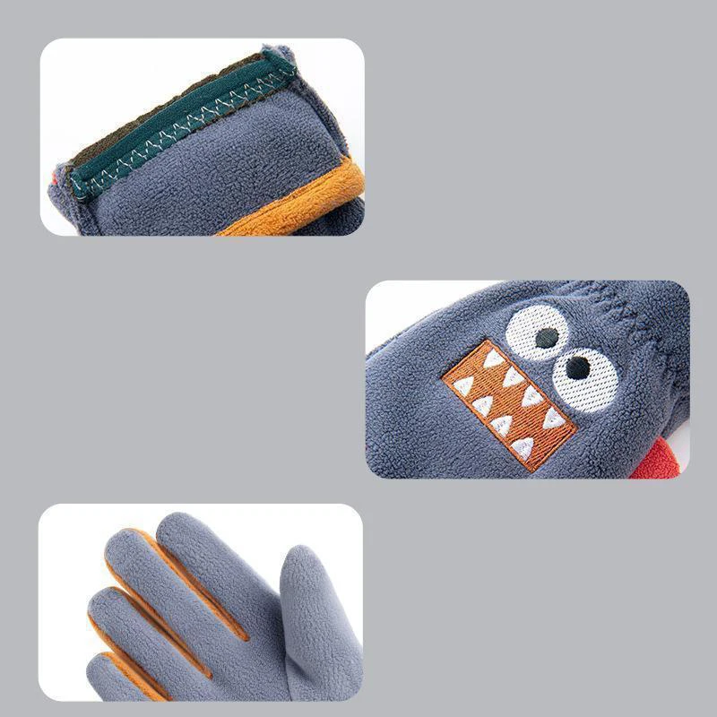 Kids Winter Cartoon Cycling Gloves Soft Warm Fleece 2