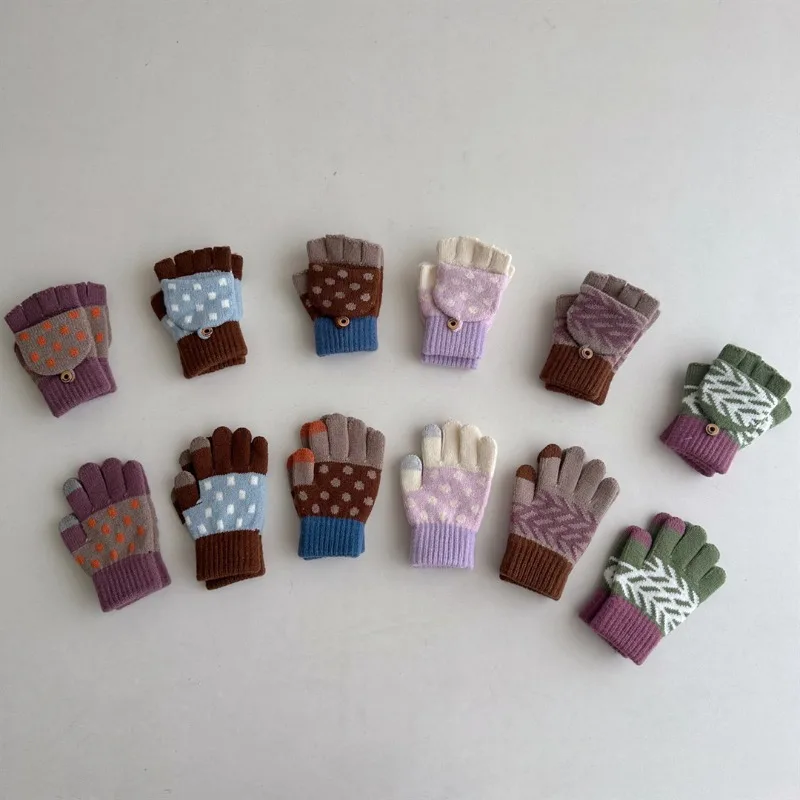 Kids Winter Knit Gloves – Soft Plush Full-Finger Gloves for Boys & Girls 3