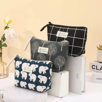 Cute Canvas Zipper Pouch – Mini Makeup & Pencil Case Organizer 3