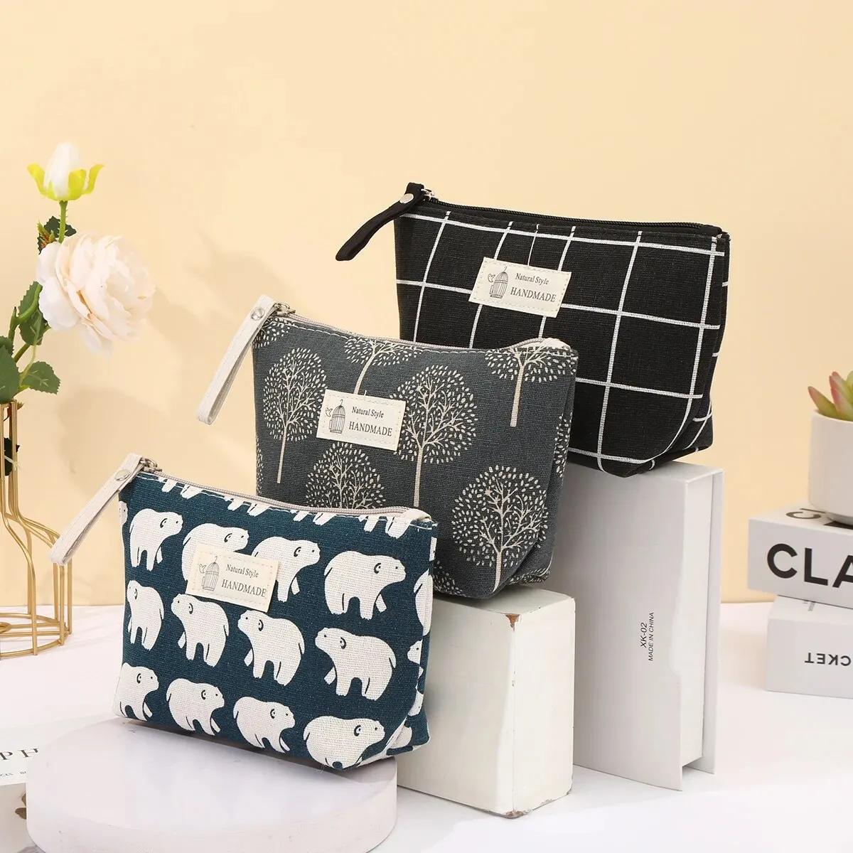 Cute Canvas Zipper Pouch – Mini Makeup & Pencil Case Organizer 3