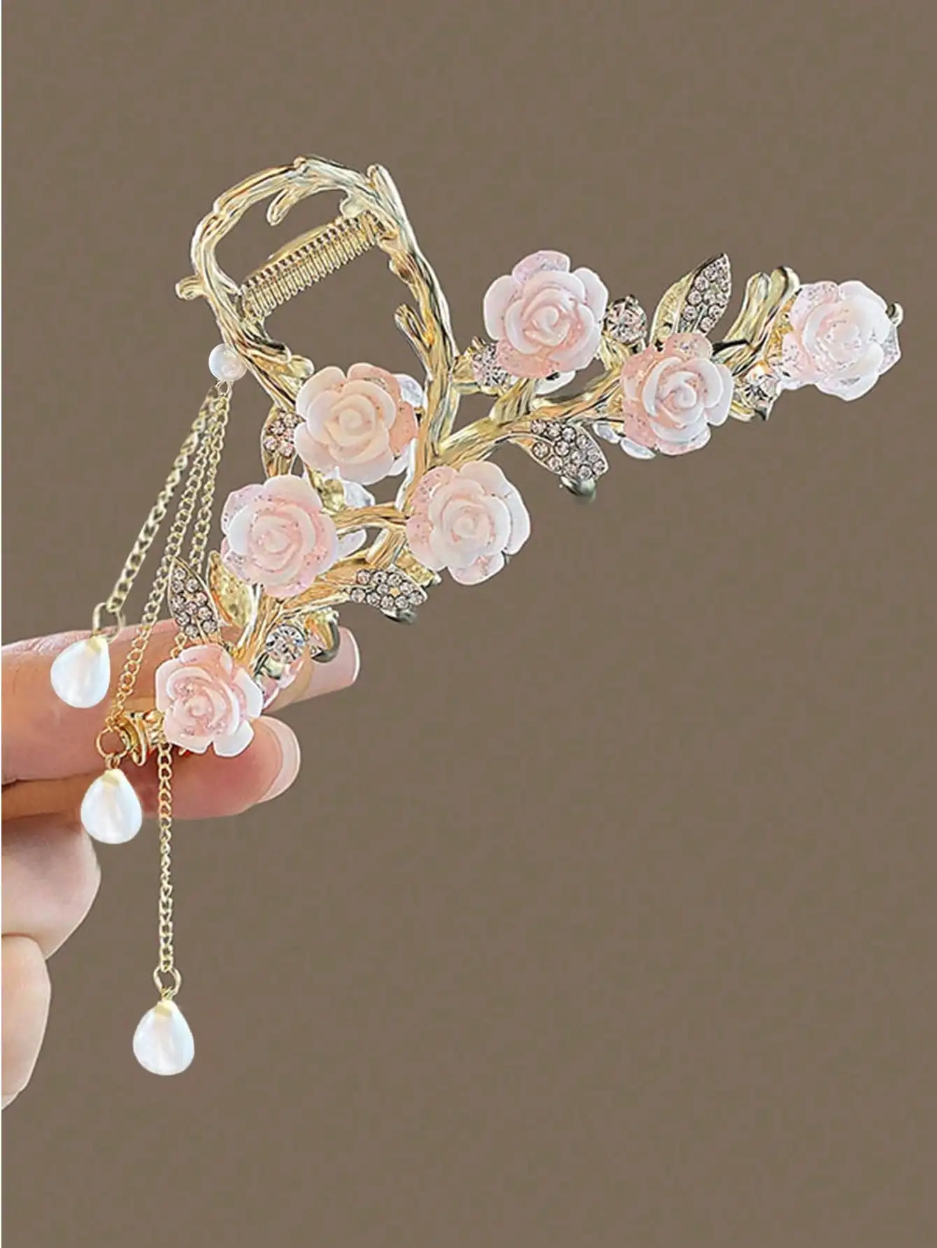 Antique Rose Flower Hair Claw Clip (Elegant Vintage Style) - Image 5