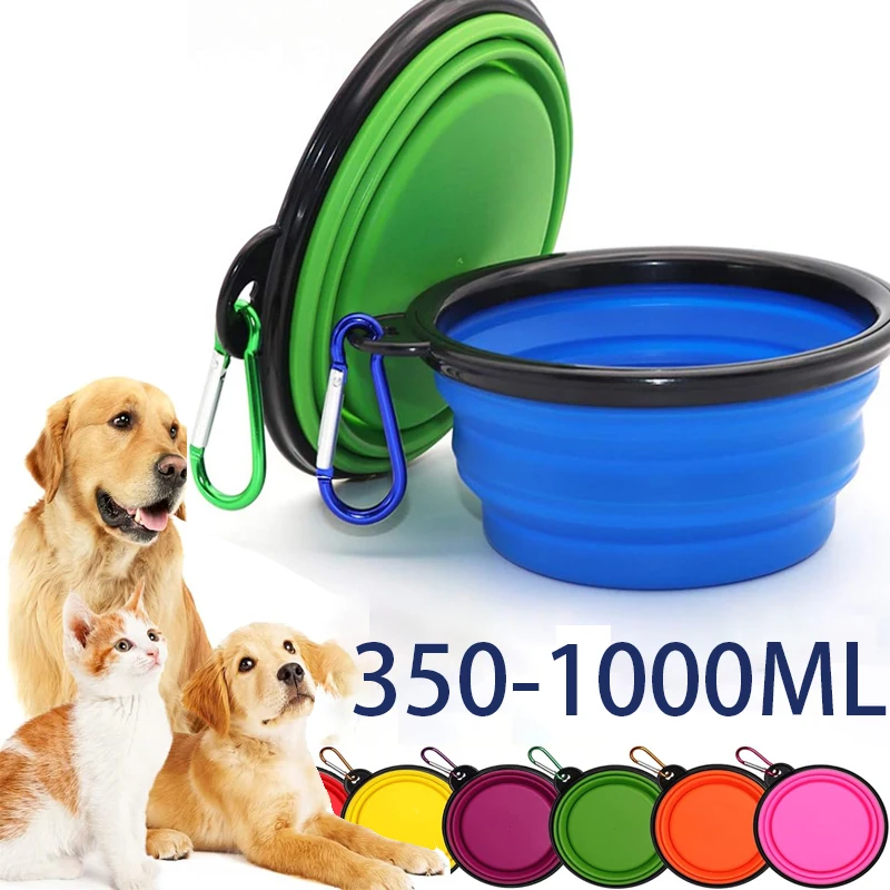 Collapsible silicone pet travel bowl with carabiner for dogs and cats 1