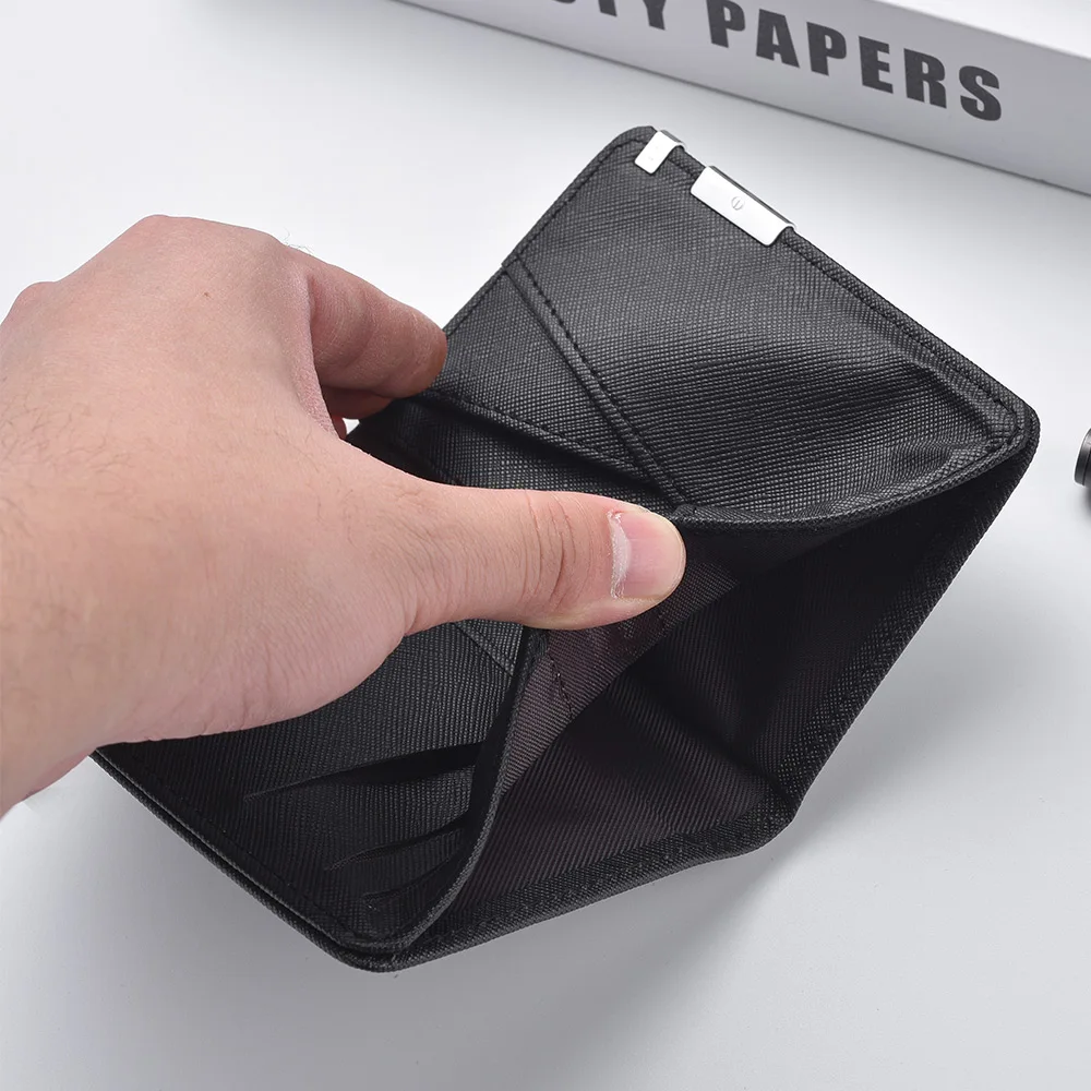 Black Faux Leather Slim Business Wallet – Multiple Card Slot Mini Wallet 4