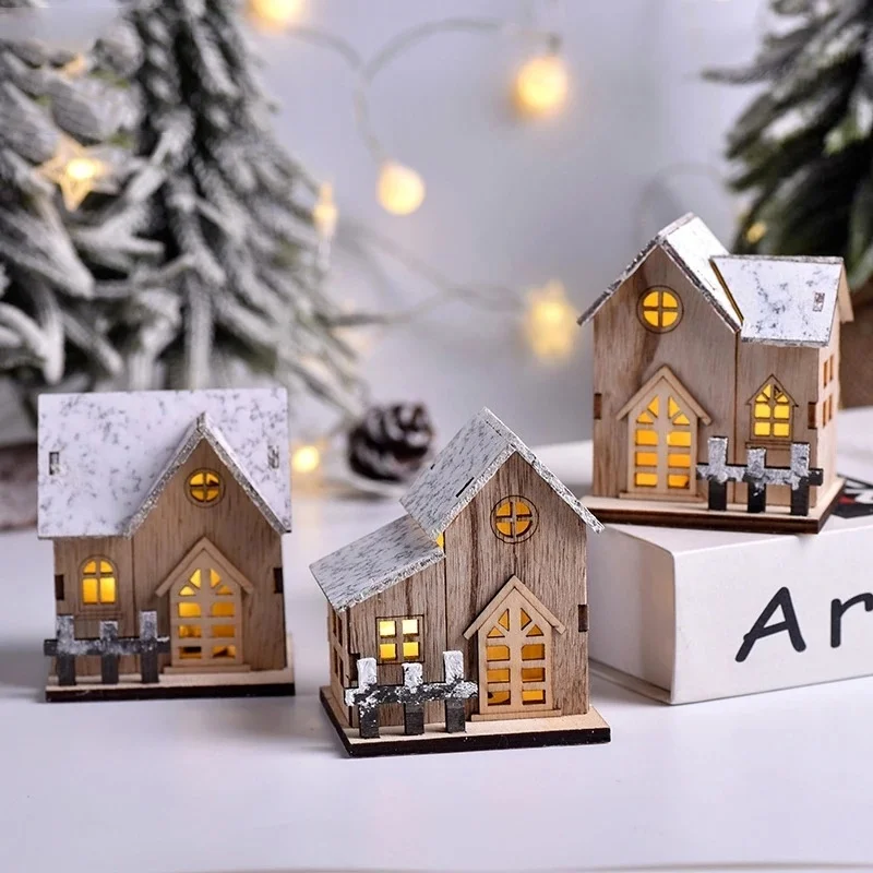 Christmas led wooden house light – luminous cabin decor for home & tree 2