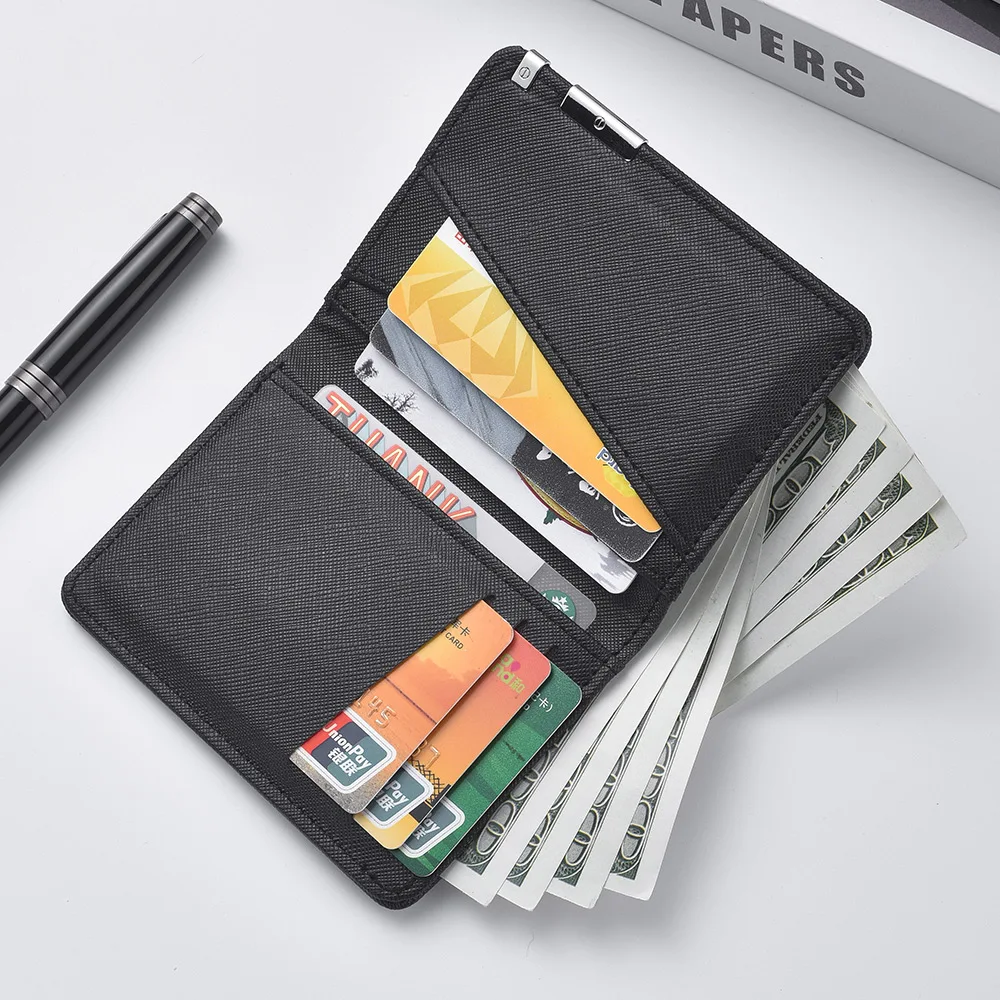 Black Faux Leather Slim Business Wallet – Multiple Card Slot Mini Wallet 1