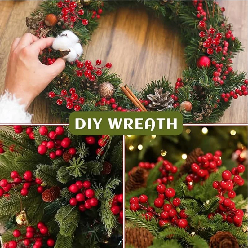 Artificial red berry stems set – 10 pcs christmas decor for trees & wreaths 5