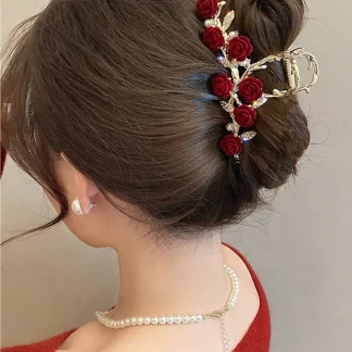 Antique Rose Flower Hair Claw Clip (Elegant Vintage Style) 3