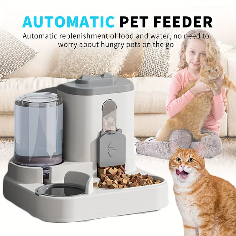 Automatic gravity pet feeder and water bowl with spill proof design 1