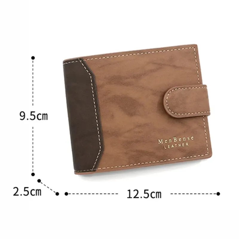 Men’s Vintage PU Leather Wallet with Hasp – Short Business Card Holder 2