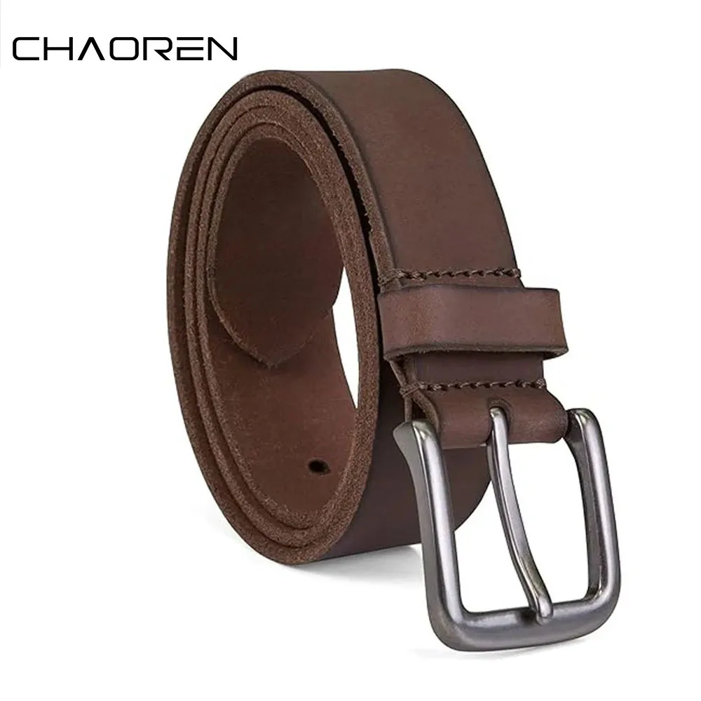 Men’s Genuine Leather High-Quality Cowhide Belt with Metal Buckle – Casual & Business 1