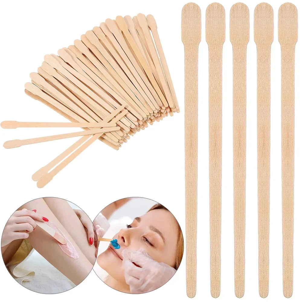 100-Pack Wooden Wax Spatulas – Disposable Hair Removal Sticks for Face & Eyebrows 1
