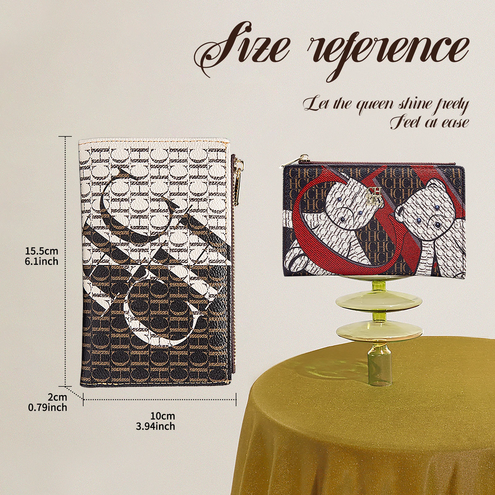 Women’s Long Zipper Wallet with Letter & Cartoon Print 6