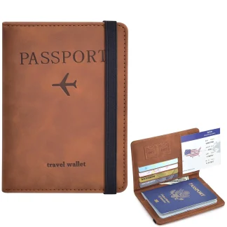 RFID Passport Holder Travel Wallet – PU Leather Passport Cover Organizer 1