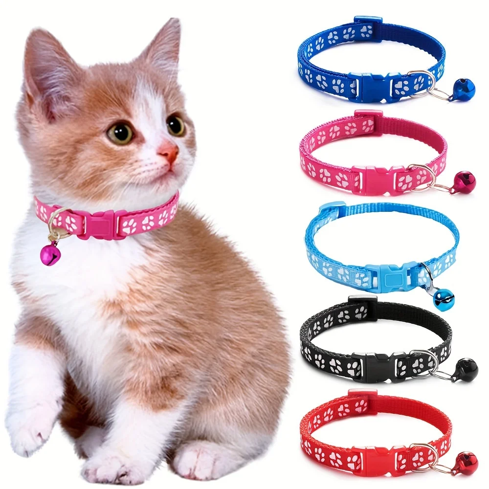 Cute adjustable cat collar with bell colorful patterned design 1