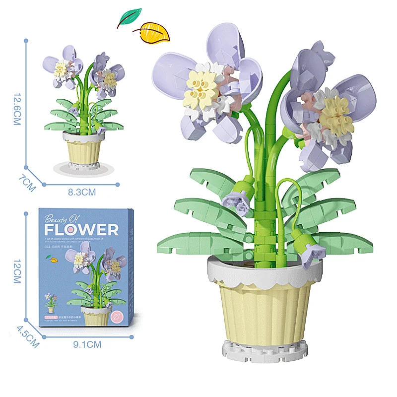 Mini potted flower building blocks set for creative display 5