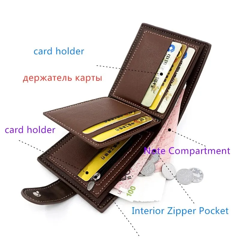 Men’s Vintage PU Leather Wallet with Hasp – Short Business Card Holder 5