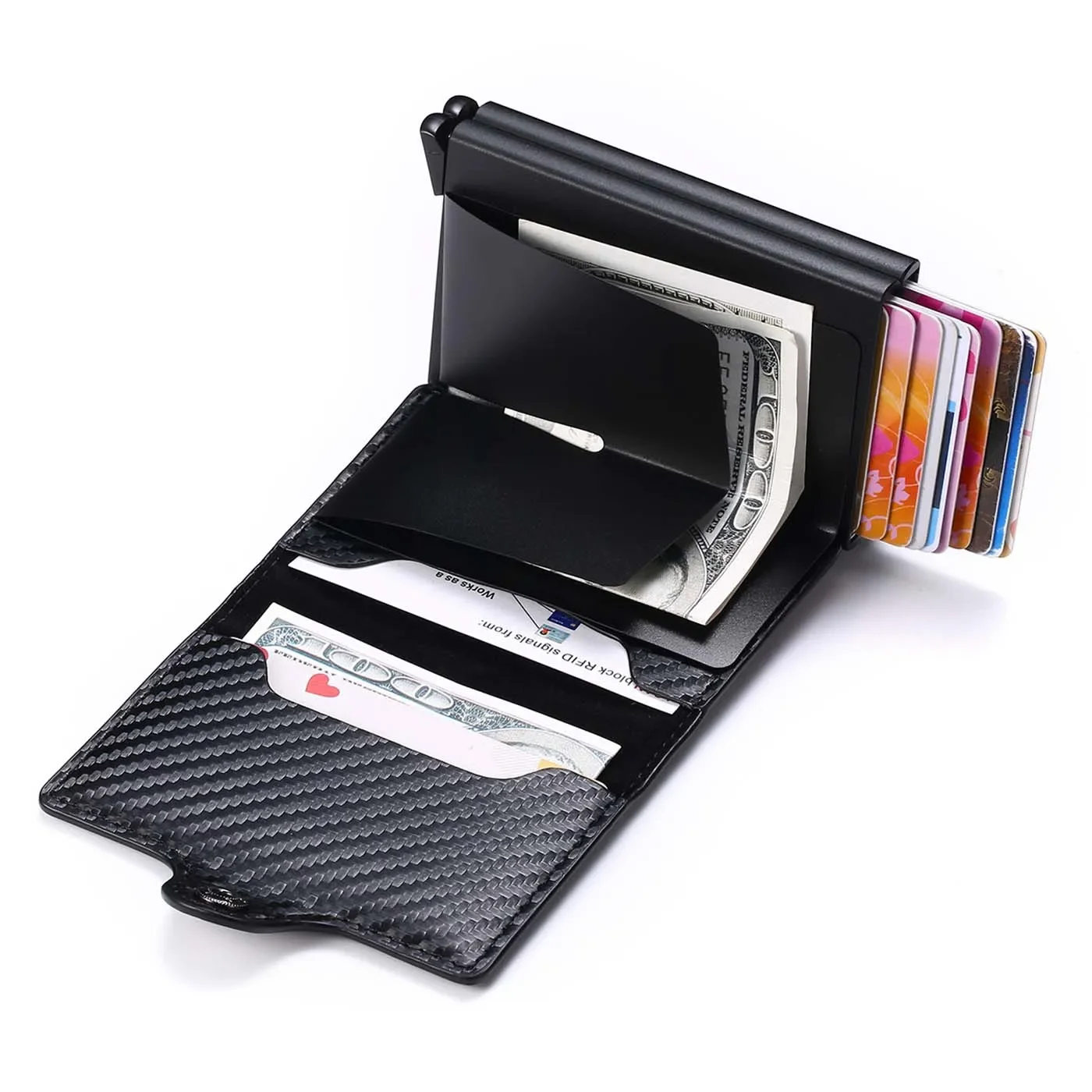 RFID Slim Carbon Fiber Card Wallet for Men (Holds Up to 14 Cards) 2