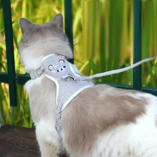 Breathable vest style cat and small dog harness with adjustable leash 3