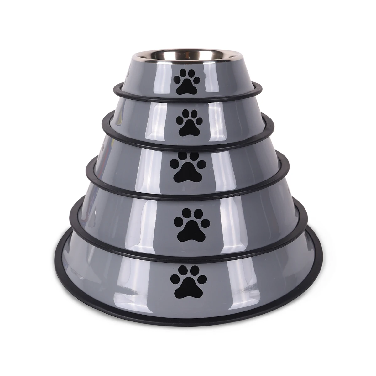 Stainless steel pet food bowl with non slip rubber base 4