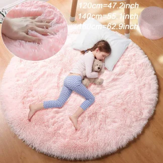 Super soft plush round rug – fluffy thick pile carpet for bedroom & living room 3