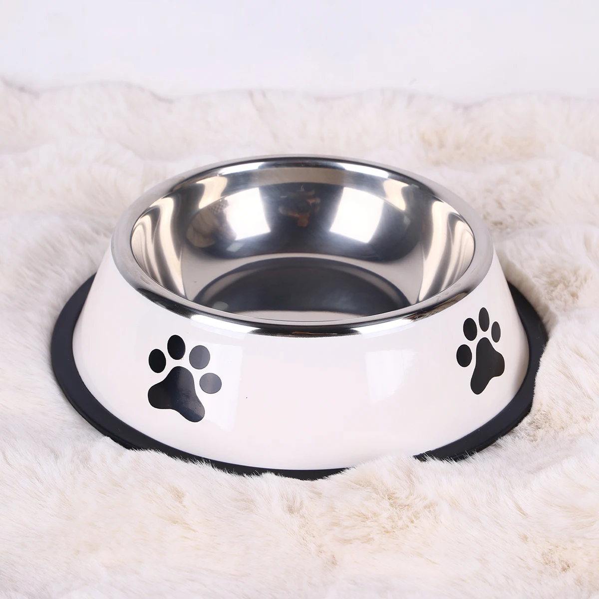 Stainless steel pet food bowl with non slip rubber base 5
