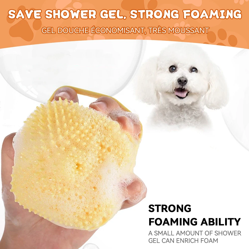 Silicone dog and cat bathing brush with shampoo dispenser 4