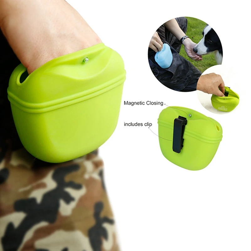 Silicone dog treat training pouch with magnetic closure and belt clip 1