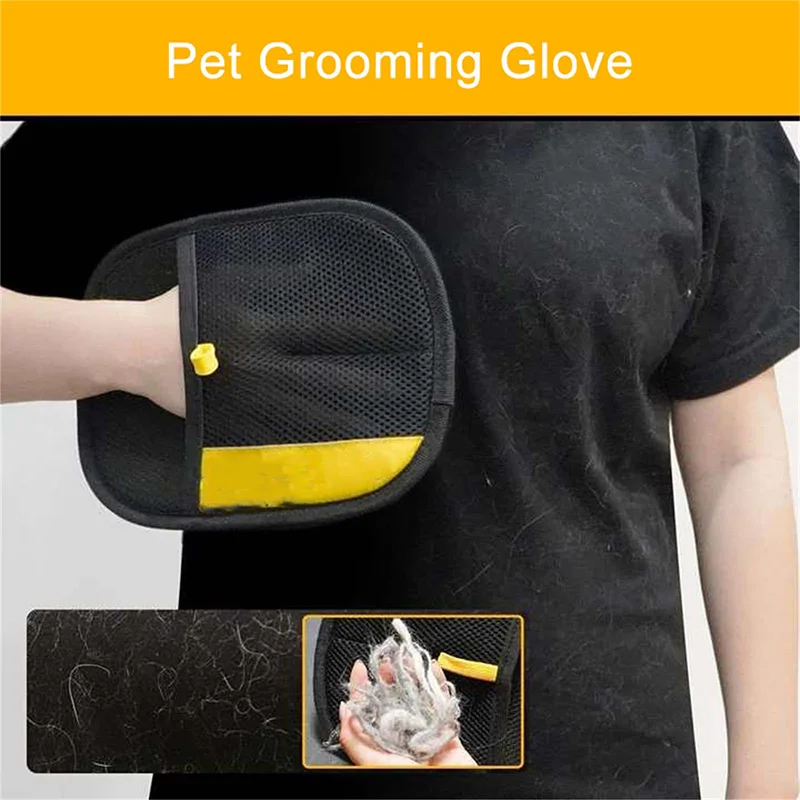 Double sided pet hair removal glove for grooming and cleaning 4