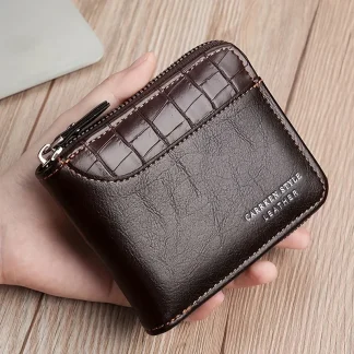 Men’s PU Leather Zipper Wallet – RFID Card Holder with Coin Pocket 1