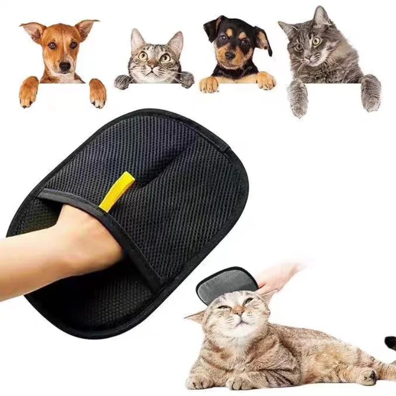 Double sided pet hair removal glove for grooming and cleaning 12