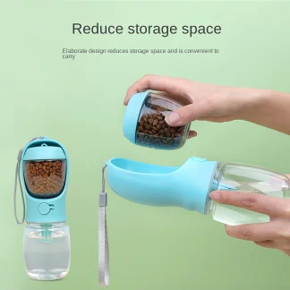 Portable dog and cat water bottle with food storage for travel 4