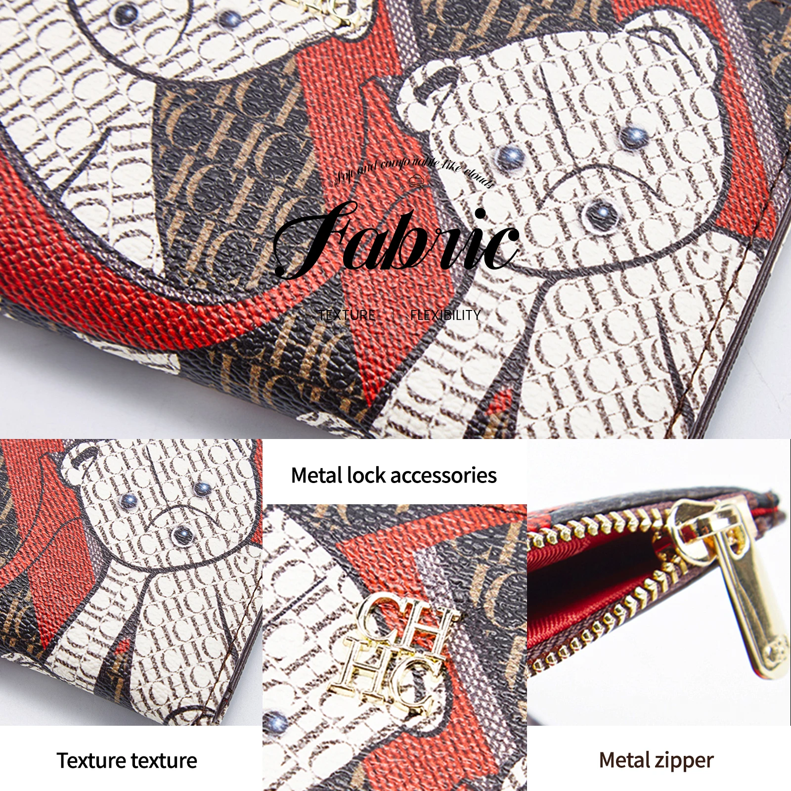 Women’s Long Zipper Wallet with Letter & Cartoon Print 5