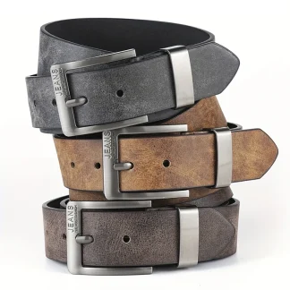 • Men’s PU Leather Belt with Metal Pin Buckle – Casual & Business Waist Belt 1