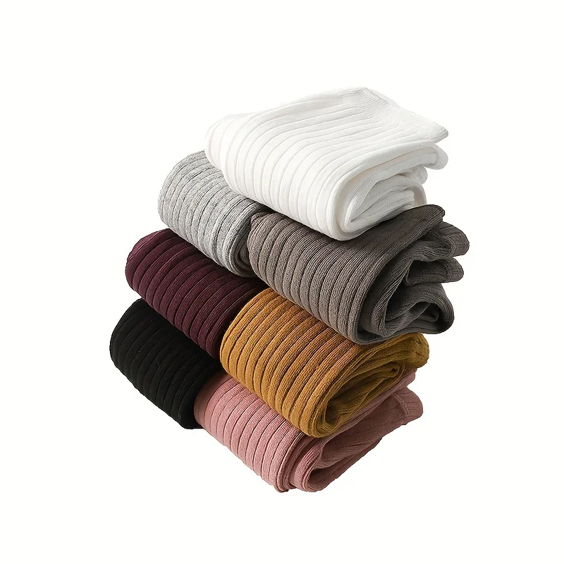 Baby & Toddler Ribbed Cotton Tights – Warm Solid Leggings for Girls (0–6 Years) 4