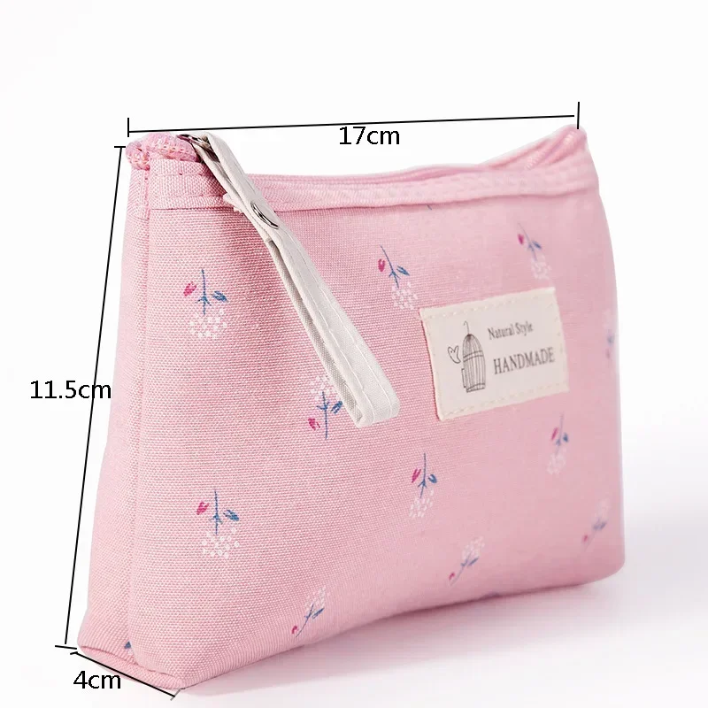 Small Floral Makeup Bag – Zipper Travel Cosmetic Pouch (Cotton) 6