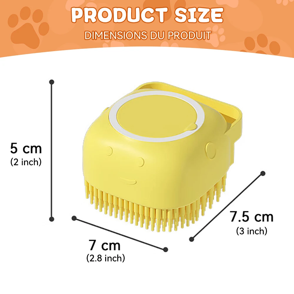 Silicone dog and cat bathing brush with shampoo dispenser 2