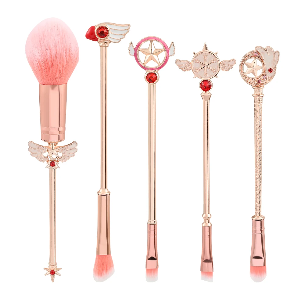5pcs Metal Handle Soft Fluffy Makeup Brush Set (Pink) 1